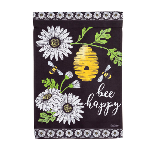 Bee Happy Hive House Suede Flag