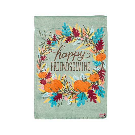 Happy Friendsgiving Wreath Suede Garden Flag