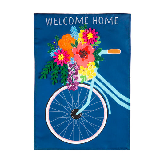Bicycle with Basket Applique House Flag