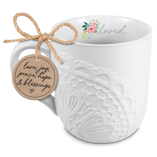 Lace Textured Mug - Loved