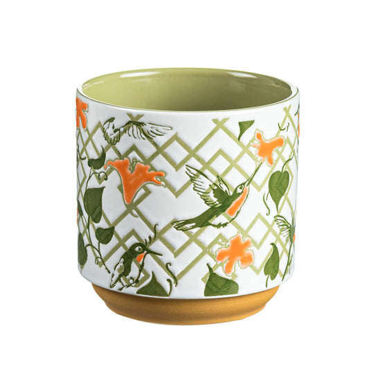 Hummingbird Ceramic Cache Pot 4"
