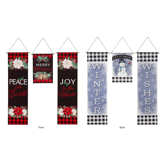 Christmas Joy and Winter Wishes Reversible Door Banner Kit