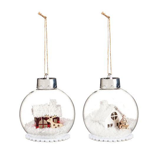 House in the Snow Glass Ornament