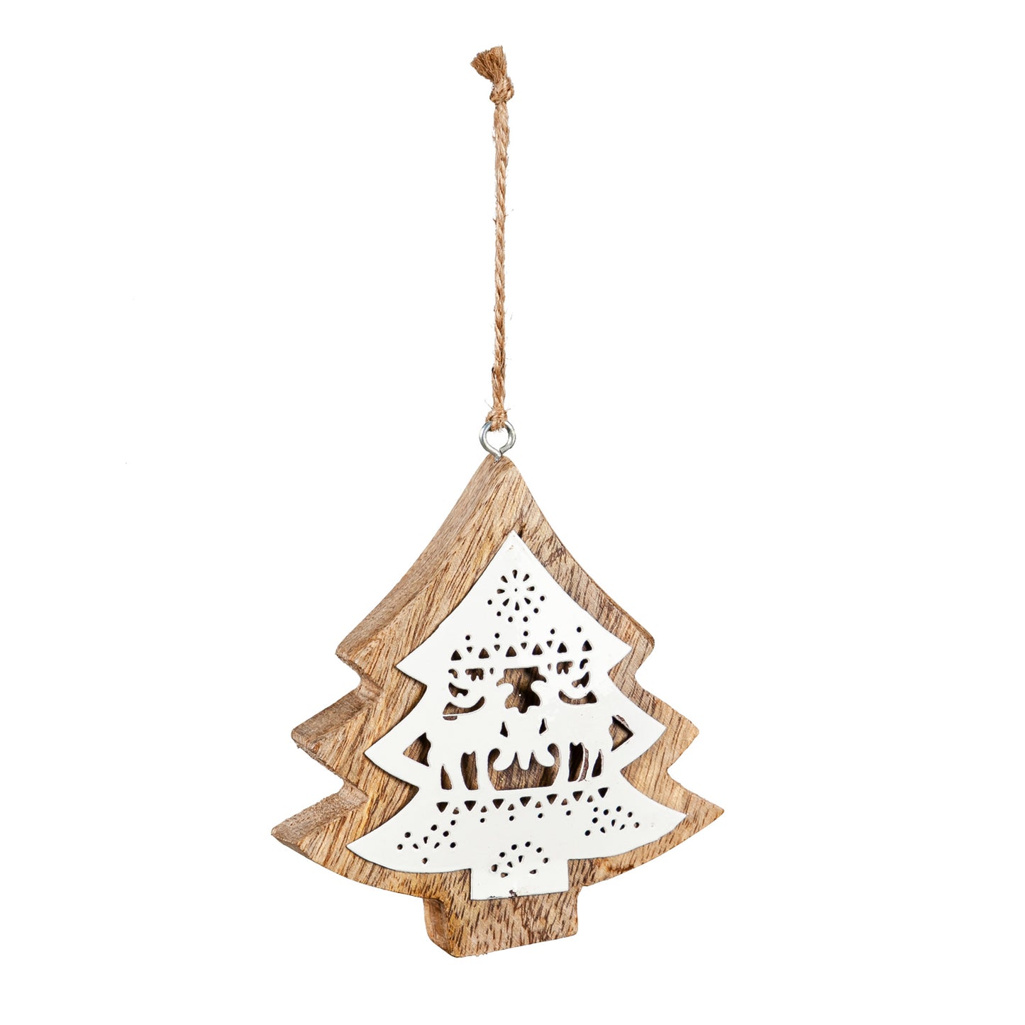 Tree Shaped Deer Cut-out Wooden Ornament