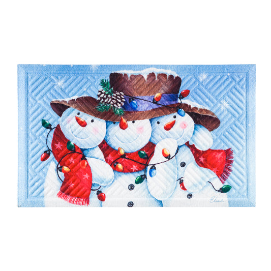 Snowman Friends Embossed Doormat