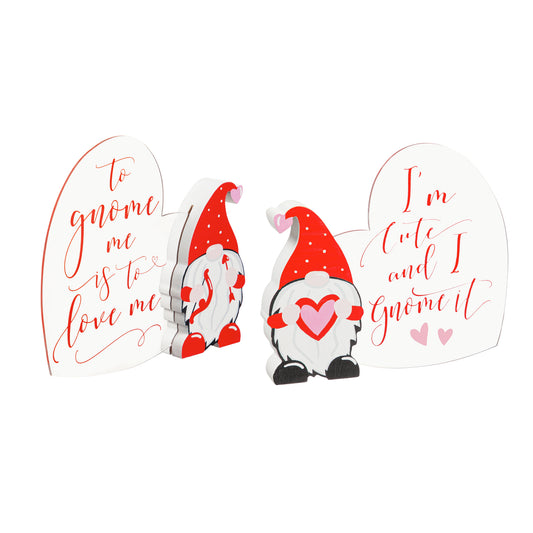 Acrylic and Wood Gnome with Messaging Table Décor, 2 Assorted