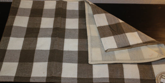 48" Grey and White Check Runner