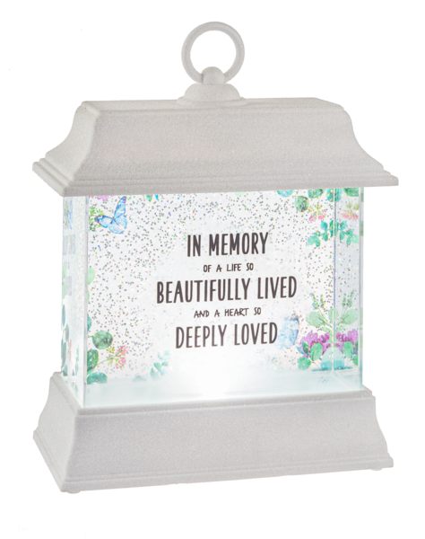 In Memory LED Light Up Bereavement Shimmer Lantern