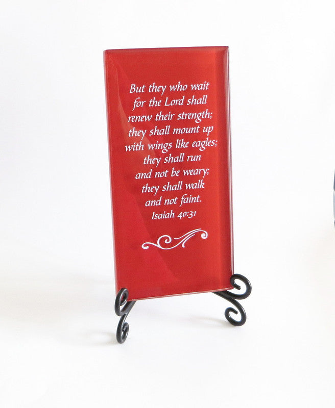 But They Who Wait For The Lord Glass Plaque