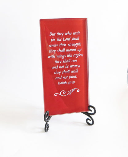 But They Who Wait For The Lord Glass Plaque