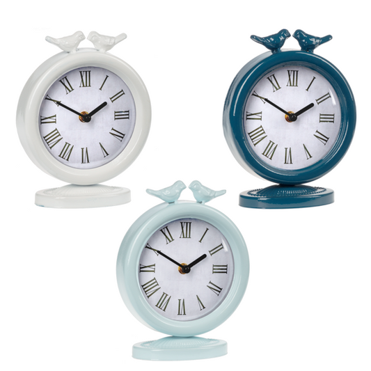Enamel Desk Clock with Kissing Birds