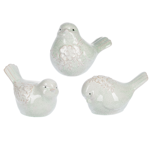 Bird in Crackle Finish with Flowers
