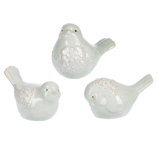Bird in Crackle Finish with Flowers