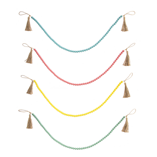 Colorful Wood Beaded Garland with Tassel