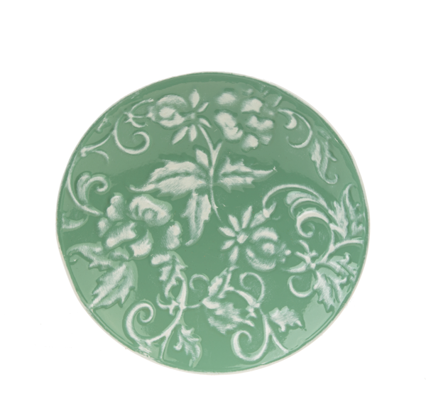 Sage Enamel Embossed Floral Wall Decor