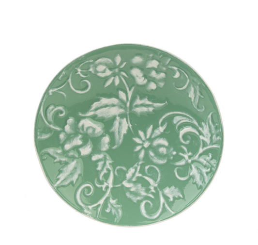 Sage Enamel Embossed Floral Wall Decor