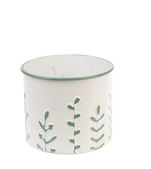 Sage & White Embossed Planter