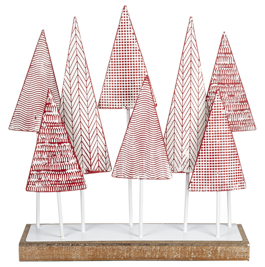 Embossed Mantel Decor - Red Trees
