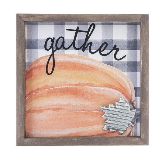 Gather Autumn Plaid Box Sign