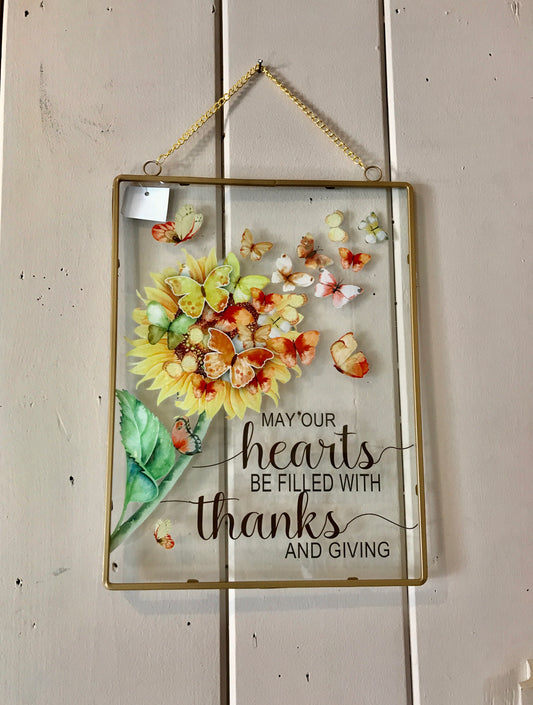 May Your Hearts Butterfly and Sunflower Rectangular Window Plaque