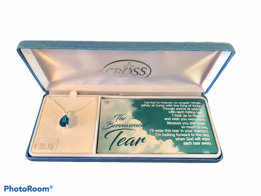 Necklace Bereavment Tear Blue