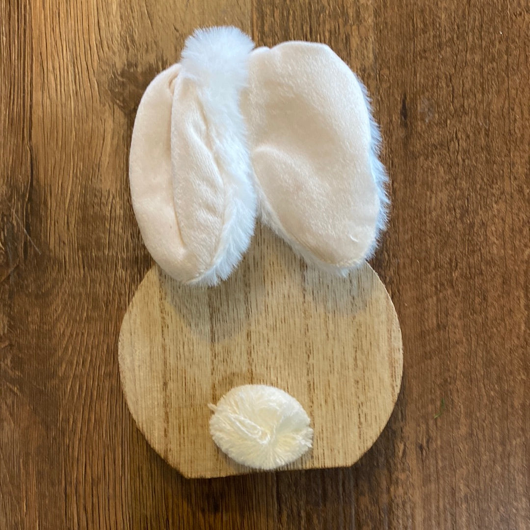 Small Bunny Wood Cutout With Ears and Tail