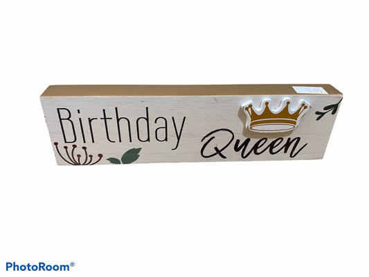 Birthday Queen Wood Mini Birthday Block Sign