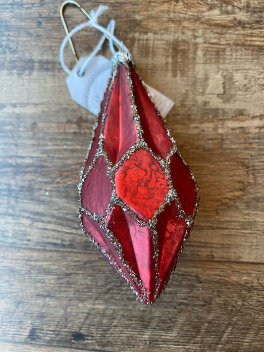 Red Mercury Glass Prism Ornament