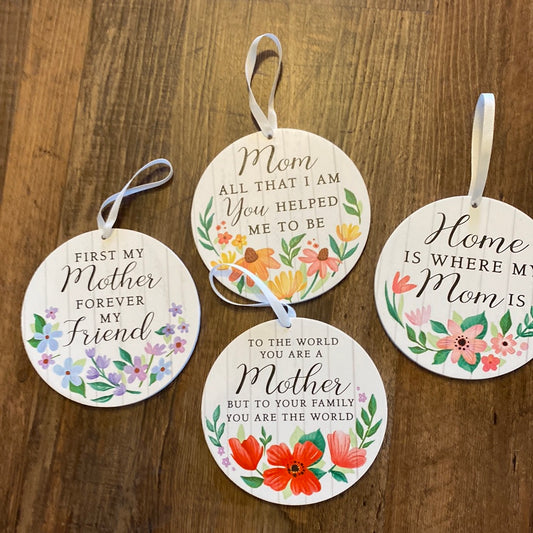 Mom and Mother Hanging Wood Ornaments