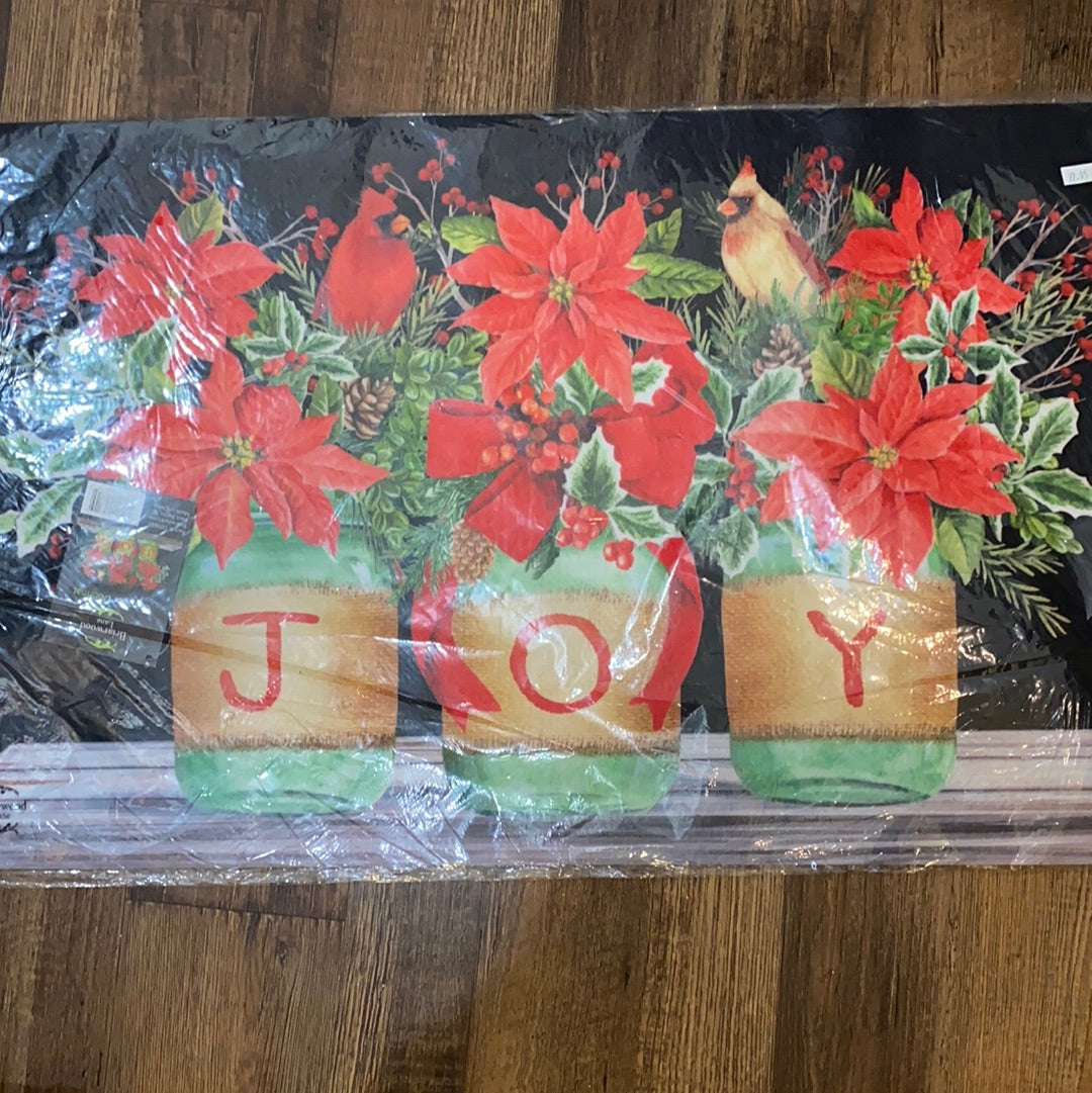 Joy Poinsettia Door Mat