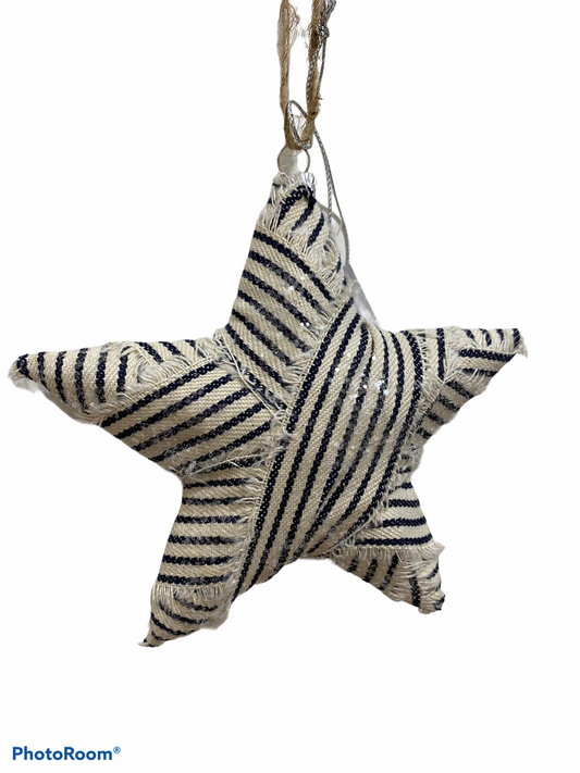 Blue Striped Star Ornament
