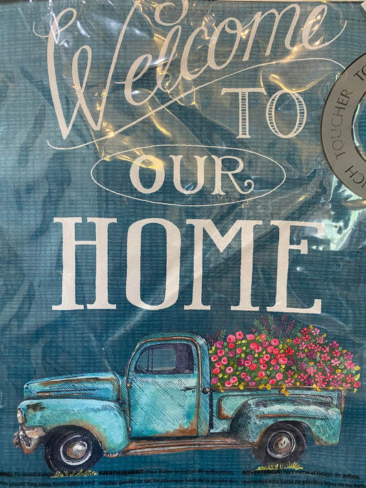 Floral Truck Welcome Garden Flag