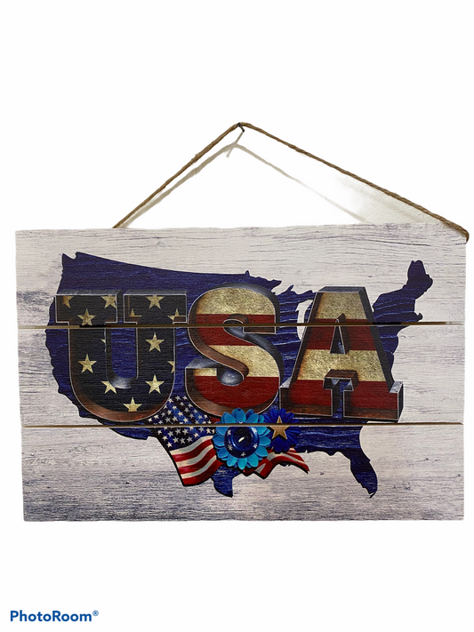 USA wooden sign