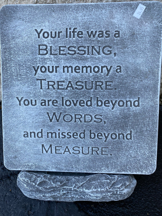 Blessing Cement Memorial Plaque