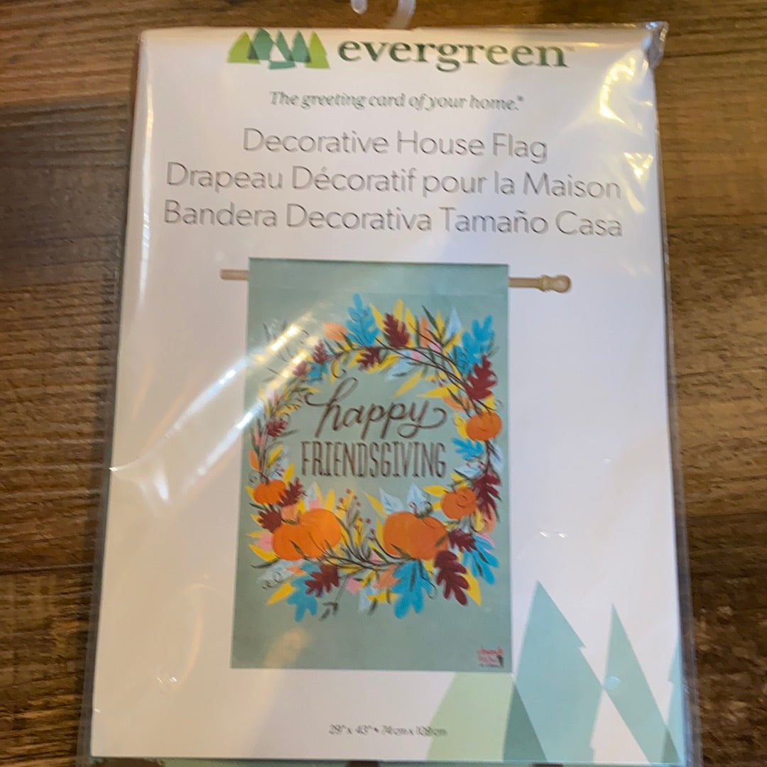 Happy Friendsgiving Wreath House Flag
