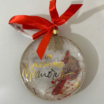 Christmas Ornament - glass with Cardinal