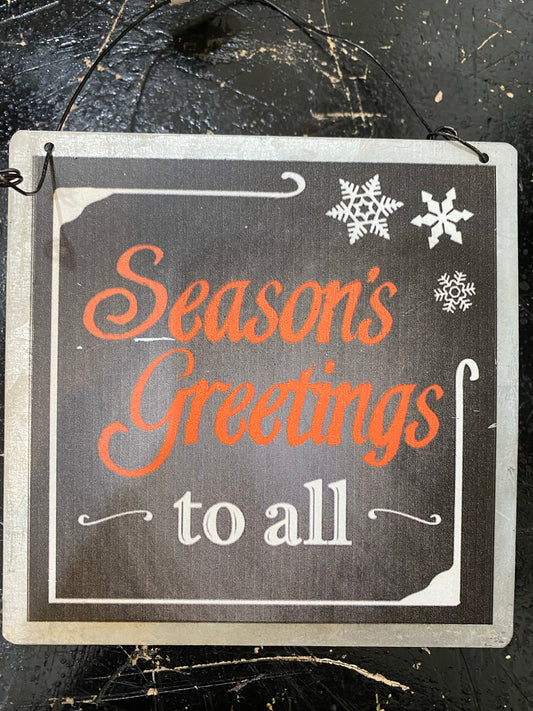 Season's Greetings Metal Sign