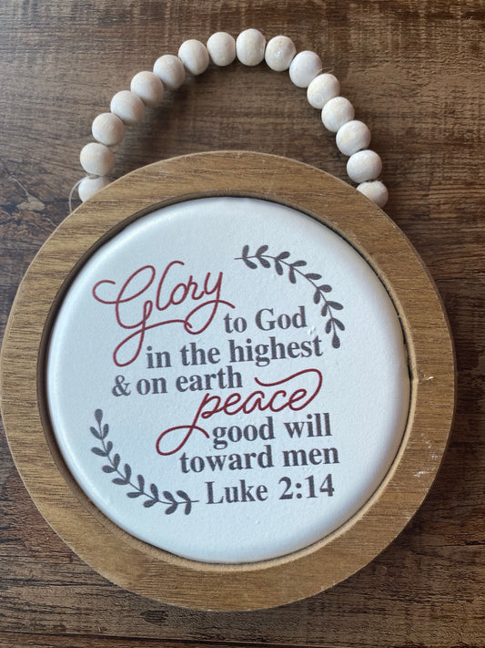Glory to God Round Bead Sign