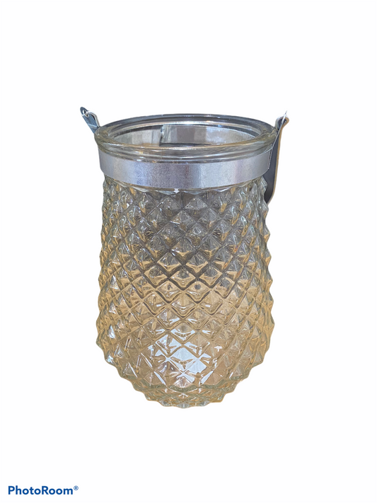 Large Glass Vase with Metal Handle