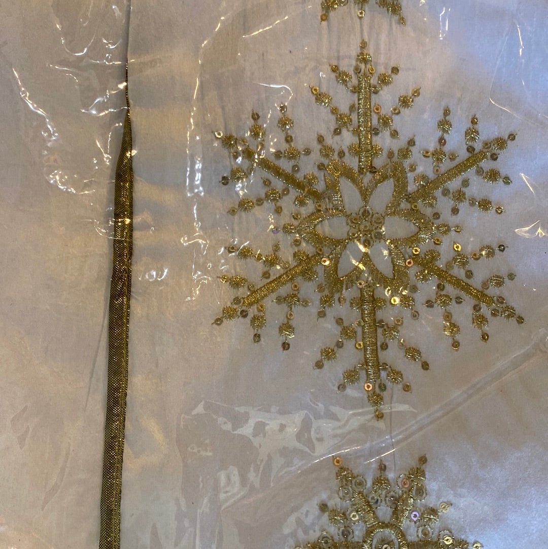Christmas Table Runner with Gold Snowflakes