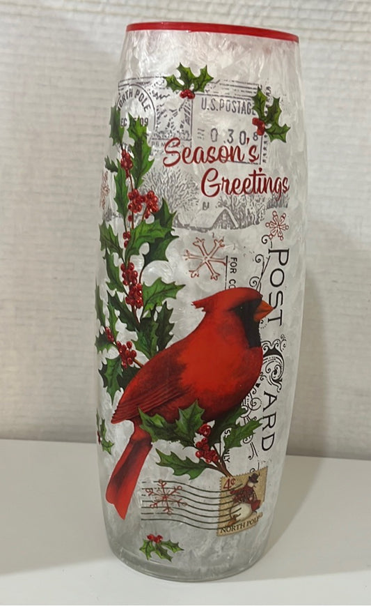 Vintage Postcard Lg Christmas Vase Large