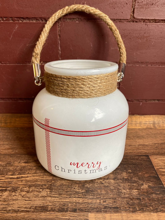 Merry Christmas Glass Jar with Handle