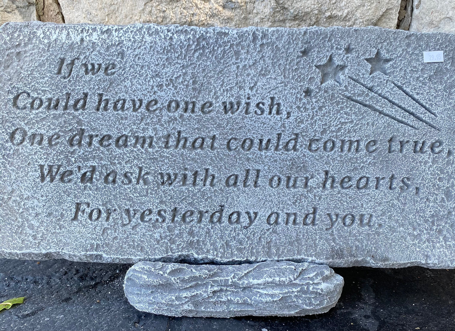 One Wish Cement Memorial Plaque