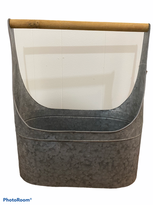 Lg. Galvanized Container with wood handles