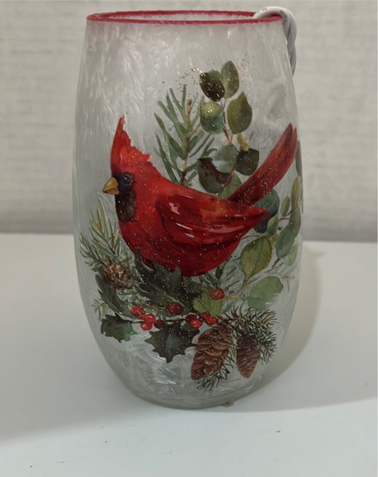 Pine & Birds Small Vase Lighted