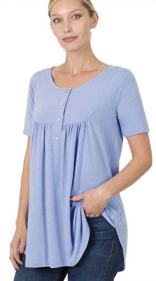 Zenana Blue top with buttons