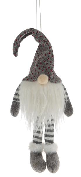 LED Plush Gnome Ornament- Grey