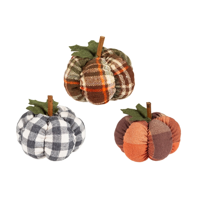 Plaid Plush Pumpkin Table Decor